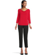 3/4 Sleeve Draped Neck Knit Top