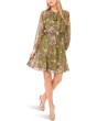 Long Sleeve Tie Neck Printed Dress