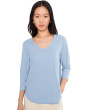 3/4 Sleeve V-Neck Curved Hem Tee Shirt
