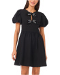 Short Puff Sleeve Bow Dress