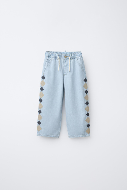 Zara ДЖИНСЫ С ШИРОКИМИ ШТАНИНАМИ И ВЫШИТЫМИ ФОРМАМИ 505644625-406-18