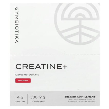 Cymbiotika, Creatine +, малина, 20 пакетиков (30 мл)