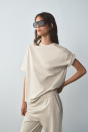 Zara Футболка С КРУГЛЫМ ВЫРЕЗОМ песочного цвета