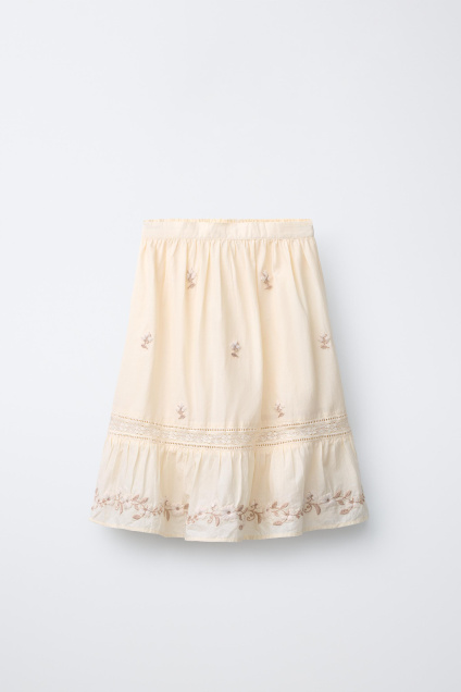 Zara ЮБКА СРЕДНЕЙ ДЛИНЫ С ВЫШИВКОЙ 517455274-712-7