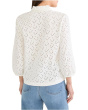 Petite Knit Eyelet Ruffle Neck Top
