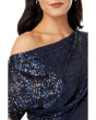 Long 3/4 Sleeve Off-the-Shoulder Sequin Dress