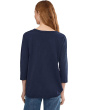 3/4 Sleeve V-Neck Tee with Curved Hem