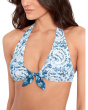 Indigo Print Mix Tie Front Halter Bra