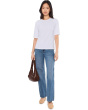 Cross Hatch Stretch Jersey Crew Neck Elbow Sleeve Top