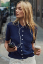 Zara КАРДИГАН С КОРОТКИМИ РУКАВАМИ Чернильно-синего цвета