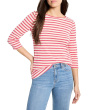 3/4 Sleeve Stripe Boat Tee