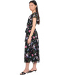 Ruffle Short Sleeve Keyhole Tie Waist Midi Dress