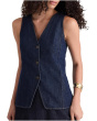 Long Line V Neck Vest In Rinse Wash