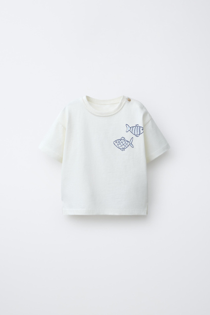 Zara ФУТБОЛКА С ПРИНТОМ В ВИДЕ РЫБЫ 534613321-250-6