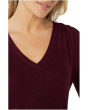 Long Sleeve V-Neck Knit Top W/ Shirring