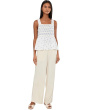 Sleeveless Smocked Woven Top with Embroidery