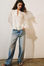 Zara Рубашка ИЗ ОРГАНЗЫ С ВЫШИВКОЙ ZW COLLECTION кремового цвета