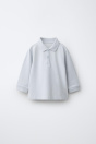 Zara ОДНОТОННОЕ ПИКЕ-ПОЛО Светло-голубого цвета