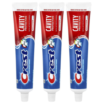 Crest, Защита от кариеса, зубная паста против кариеса с фтором, обычная паста, 3 тюбика по 161 г (5,7 унции)