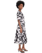 Puff Sleeve Commuter Floral Tiered Midi