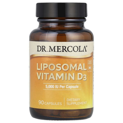 Dr. Mercola, липосомальный витамин D3, 125 мкг (5000 МЕ), 90 капсул