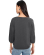 3/4 Shirred Sleeve Open Crew Neck Tee