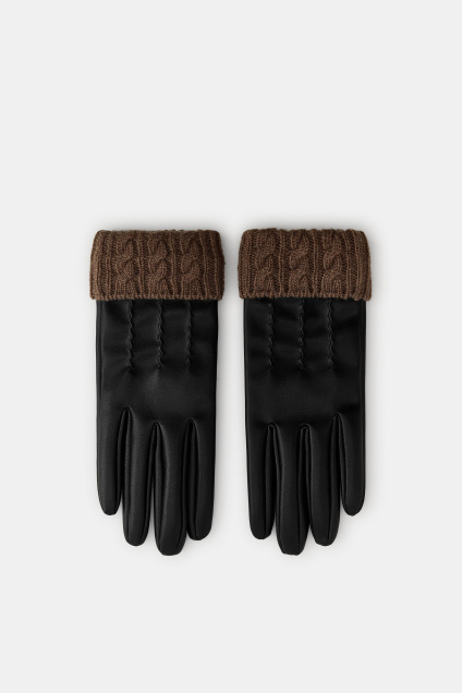 Zara ПЕРЧАТКИ ИЗ ИСКУССТВЕННОЙ КОЖИ СО СМЕСЬЮ ШЕРСТИ 505376115-800-2