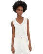 Sleeveless Pintucked Woven Top with Ruffles