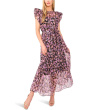 High Neck Flutter Sleeve Maxi Dress
