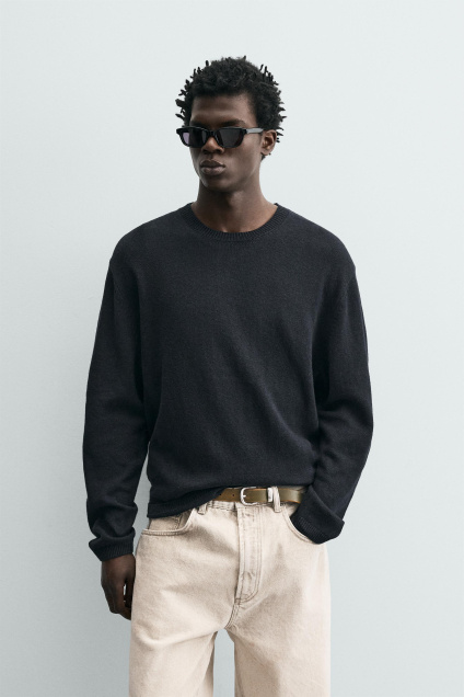 Zara ОБЫЧНЫЙ СВИТЕР ИЗ ХЛОПКА И ЛЬНА 511839055-422-2