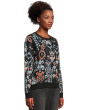 Long Sleeve Crew Neck Dropped Shoulder Jacquard Sweater