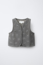 Zara ДЖИНСОВЫЙ ЖИЛЕТ СО СТРАЗАМИ 503701100-807-7