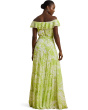 Floral Georgette Off-The-Shoulder Gown