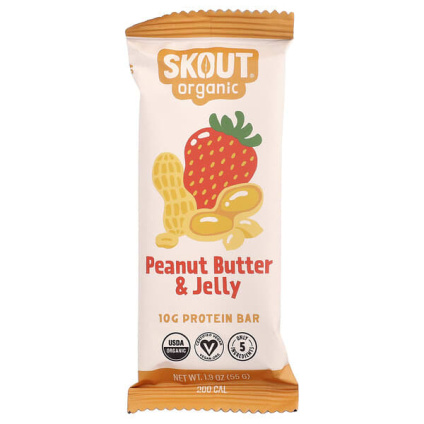 Skout Organic, протеиновый батончик, арахисовая паста и желе, 55 г (1,9 унции)