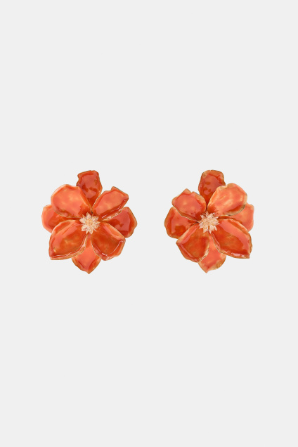 Zara МЕТАЛЛИЧЕСКИЕ СЕРЬГИ С ЭМАЛИРОВАННЫМ ЦВЕТКОМ 516170829-615-3