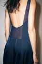 Zara Длинное атласное платье темно-синего цвета ZW Collection