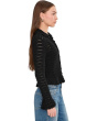Pointelle-Knit Peplum Cardigan