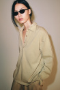 Zara РУБАШКА-ПОЛО БОЛЬШОГО РАЗМЕРА ИЗ ХЛОПКА серо-бежевого цвета