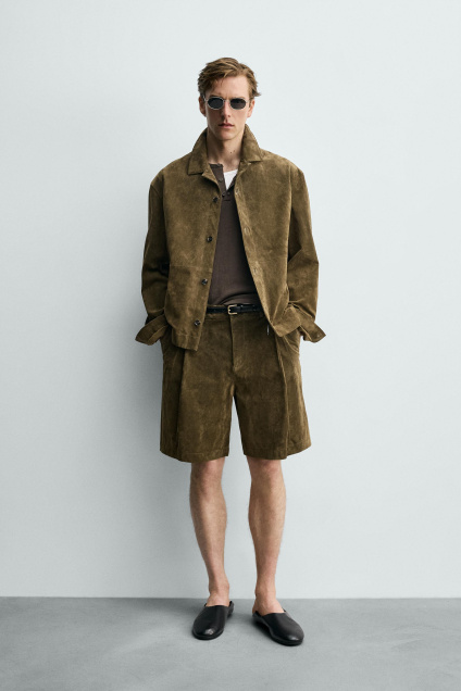 Zara ЗАМШЕВЫЕ ШОРТЫ-БЕРМУДЫ НЕПРИНУЖДЕННОЙ ФОРМЫ 506861415-505-2