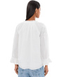 3/4 Sleeve Button Front Woven Top With Embroidery