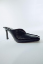 Zara Кожаные мулы на каблуке черного цвета