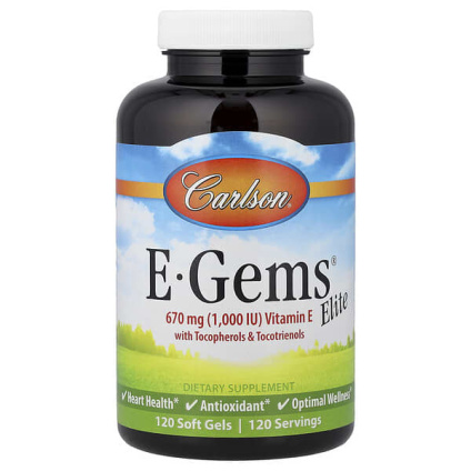 Carlson, E-Gems® Elite, витамин E с токоферолами и токотриенолами, 120 мягких таблеток