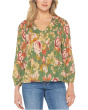 Long Sleeve V-Neck Pleated Top