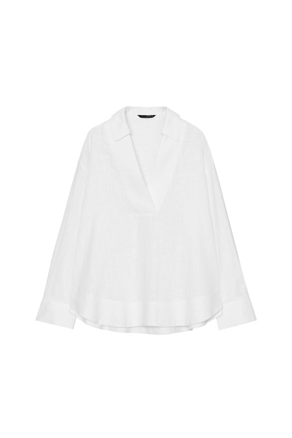 Zara ЛЬНЯНАЯ БЛУЗКА-ПОЛО С ВОРОТНИКОМ 498841361-250-1