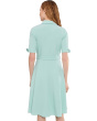 Scuba Crepe Short Sleeve Self Tie Shirt Dress