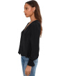 Long Sleeve Button Front Woven Top With Smocking