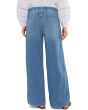 Mid-Rise Tie Front Shadow Stripe Pull-on Wide Leg Jeans 30" Inseam