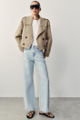 Zara Светло-голубые ДЖИНСЫ Z1975 С ВЫСОКИМ ПОЯСОМ