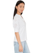 Elbow Puff Sleeve Mixed Media Lace Top