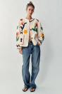 Zara ЖАКЕТ С ЦВЕТОЧНОЙ ВЫШИВКОЙ кремового цвета
